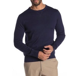 Wallin & Bros Classic Crew Neck Solid Navy Sweater